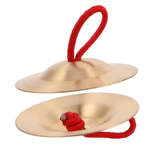 HOOTNEE Handheld Bronze Cymbals 1 Pair Small Cymbals for Kids Dance Party Toy Training Tool for Rhythm and Motor Skills