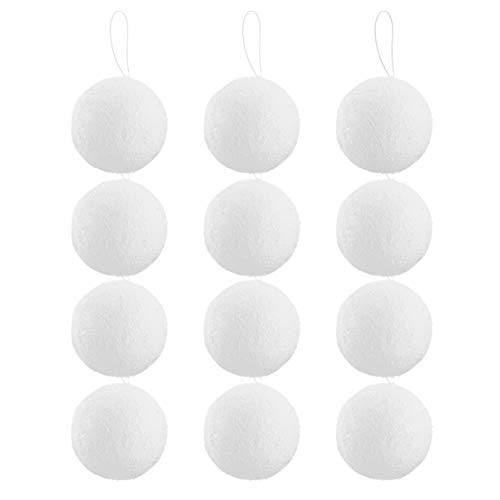 TOYANDONA 12 Stücke Weiß Weihnachtsbaumkugeln Styropor Form Weihnachtskugeln Kunststoff Baumkugeln Styroporkugeln Christbaumanhänger Weihnachtsbaum Anhänger Weihnachtsdeko Kugeln für Xmas Deko
