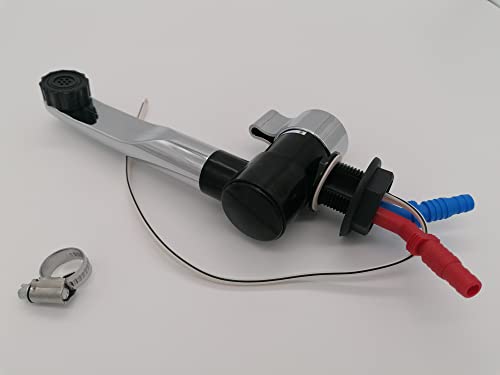 CR-MOESANCO® Wasserhahn London, verchromt, für heißes und kaltes Wasser, für Wohnwagen, Wohnmobil, Boot oder Camping, mit Schalter, 12 V / 24 V