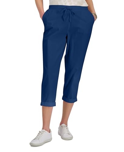 Style Co Womens Petite Pull On Cuffed Twill Ankle Pants Deep Black