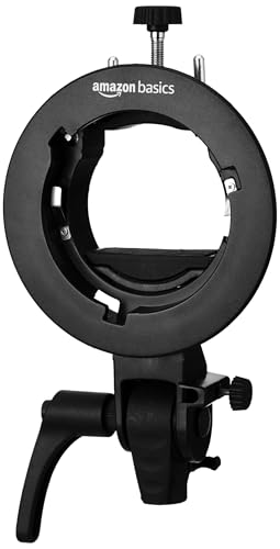 Image of Amazon Basics S2 Bracket | Bowens Mount| Precise Tilt Control | for Speedlite Flash, Barn Door Kit, Softbox, Snoot, Reflector, Beauty Box | Camera Photography & Videography