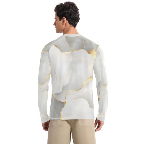 Marble White Neutral Men's Rash Guard Shirts Lightweight Elasticity Mens Sun Shirts Protection Long Sleeve Running2