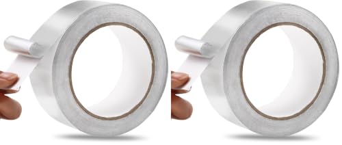 Image of Aluminum Foil Tape 2 Inch x 99Ft (3.9 Mil) Heavy Duty Waterproof High Temperature Sealing and Patching for Ductwork Furnace HVAC Indoor Outdoor Repairs (Pack of 2)