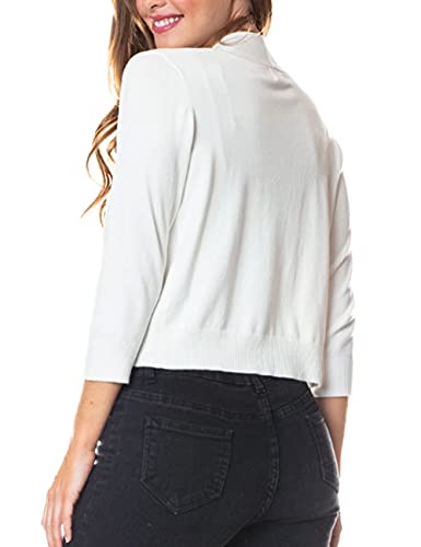 Image of Bolero Cropped Cardigans Shrugs for Women - 3 /4 Sleeve Open Front Cover up for Dresses