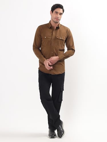 Image of Premium Men Plain Shirt Full Sleeve | Button Down Collar RFD Lightweight Fabric | Regular Fit Casual Wear Shirt with Double Pocket Design