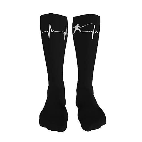 Fencing Heartbeat Knee High Socks For Women Long Tube Socks Athletic Compression Socks Unisex High Socks Girls3
