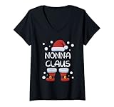 Photo Gallery donna nonna claus happy christmas pigiama family matching xmas maglietta con collo a v Photo Gallery donna nonna claus happy christmas pigiama family matching xmas maglietta con collo a v