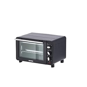 SEVERIN Mini-Four 14 L avec grille et plaque de cuisson incluses, Four posable 1 200 W design simple et élégant, Mini-four électrique avec minuteur 60 min, Noir, TO 2064
