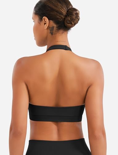 YEOREO LuxFlow Cross Over Workout Halter Sports Bra for Women Backless Gym Bra Padded4