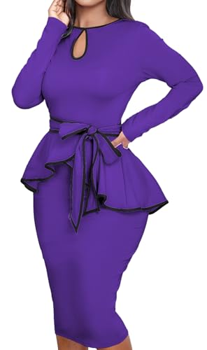 Image of MOJICK Vintage Dress for Women Ruffle Bodycon Keyhole