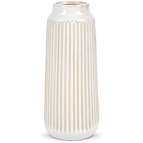 Christmas Vase Decor, 9 Inch White Ceramic Vase, Flower Vase Modern, Boho Vases for Pampas Grass Home Decor, Decorative White Vases for Flowers Mantel, Living Room, Off-White Cover