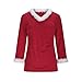 Womens Cozy Shirts Fur Trim V Neck Soft Pullover Trendy Tops Long Sleeve Casual Dressy Holiday Warm Winter Blouses Red