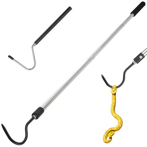 Image of 2pcs Snake Hook Set, Heavy Duty Snake Catcher Stainless Steel Snake Handling Tool for Moving Ball Rattlesnakes Python Copperhead with Long Handle (65inch&26inch)