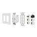 BASEPORT Premium Media Outlet Wall Plate - 36W USB Outlet 1 USB-A 2 USB-C, Duplex 20 Amp Outlets, 4 HDMI Outlet, Coax Keystone, Cat6 Rj45 Ethernet Wall Outlet, White Double Gang Wall Plate