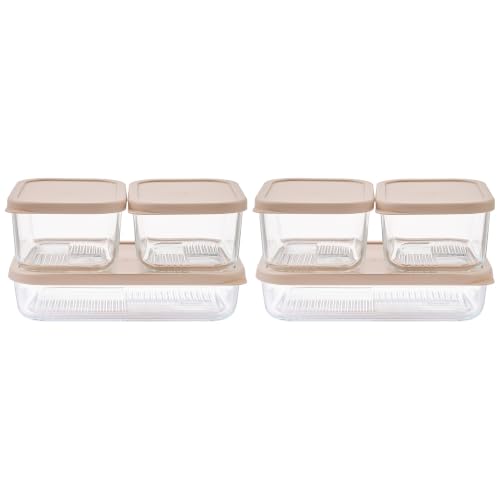 Glass Food Storage Containers with Lids — 12 Piece — 26.5 oz & 40.57 oz Glass with BPA-Free Leak Resistant Stackable Lids — Microwave, Oven & Dishwasher Safe — Ideal for Meal Prep - Cashew Cream