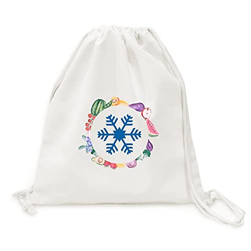 Sac en tissu pliable pour fruits et légumes bleu flocon silhouette