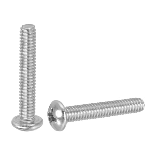 PATIKIL 1/4-20 x 1-1/2" パンヘッドマシンスクリュー 25個304ステンレススチールラウンドヘッドスクリュー キャビネット引き出しノブ取っ手用 プラスドライブ 全ねじ 明るい仕上げ