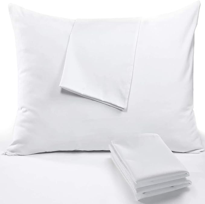 RICHAIR - Pillow Protector 60 x 60 cm Set of 2 Waterproof - Pillow Case with Zip - Breathable and Anti-Bug & Dust Mite - White Polyester Pillow Protector
