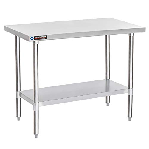 Image of DuraSteel 24x48 Stainless Steel Work Table - NSF Commercial Prep Metal Table - Outdoor Pizza Oven Stand w /Under Shelf - Kitchen Island Laundry Utility Garage Microwave Stand Large Rolling Storage Cart