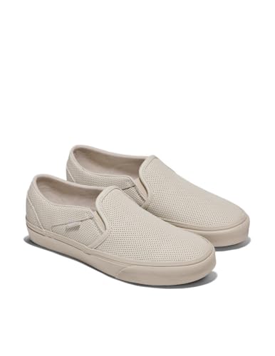 Vans Women's Asher Slip-On Shoe | Comfortable Sneakers for Walking, Fashion & Everyday Wear, Mono Perf Oatmeal, 83