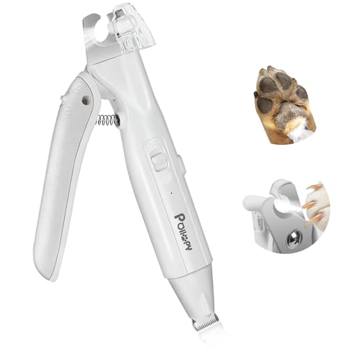 2-en-1 Tondeuse pour Poils de Pattes et Coupe Ongles pour Chien et Chat Avec 2 Lumières LED, Coupe Griffes Toilettage avec Protège-éclaboussures, verrou de...