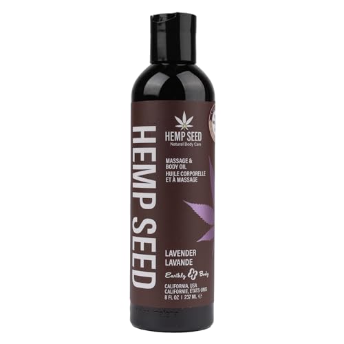 Hemp Seed Massage & Body Oil, Lavender Scent - 8 fl. oz. - Nourishing, Moisturizing Massage Oil - Hemp Seed, Apricot, Grapeseed & Sweet Almond Oil - Vegan & Cruelty Free