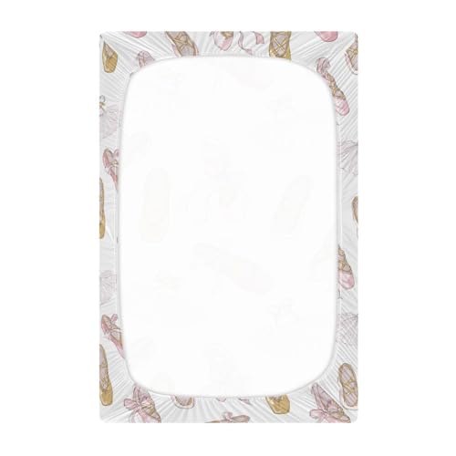 Image of Baby Crib Sheet Ballet Shoes Ballerina Crib Mattress for Boys and Girls Playard Sheet Soft Breathable Fitted Baby Mattress Cover 52x28in