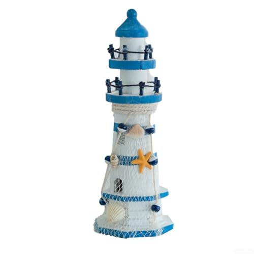 Ornement phare en bois bord de mer, décoration d'intérieur côtière (23 cm)