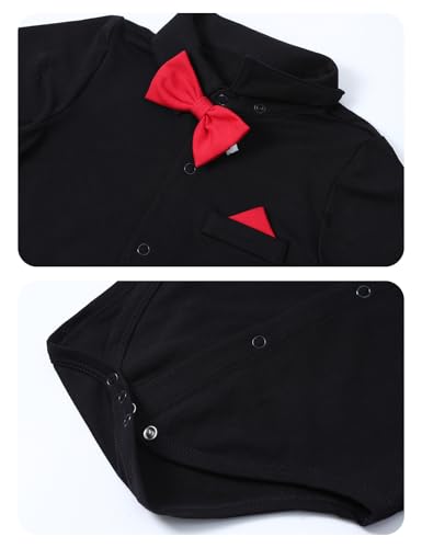 Image of A&J DESIGN Baby Boys Suits Infant Gentleman Formal Wedding Suspenders Outfit with Bowtie