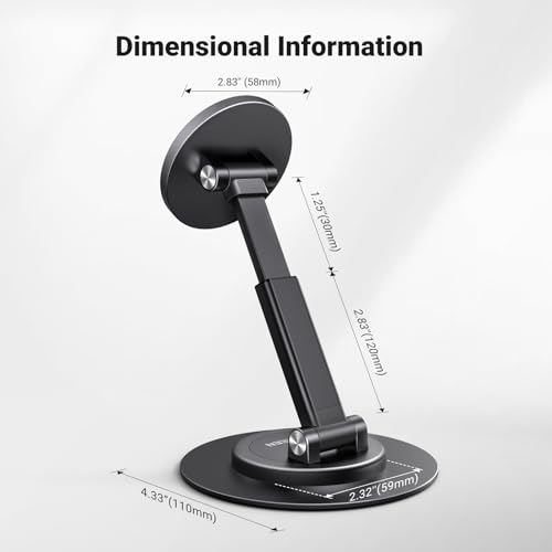 UGREEN Magnetic Phone Stand for MagSafe, Height Adjustable iPhone Stand for Desk with 360° Rotation Compatible for iPhone 17 Air 16 Pro 15 Pro Max 14 Plus 13 12 and MagSafe Case, Black by UGREEN - Used condition - Image 8