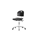 Thomas ECOM CLR-HPDHCH-CR-T0-A1-CC Industrial Clean Room Polyurethane Desk Height Chair with Chrome Base, Adjustable Arms, Chrome Casters Without Tilt