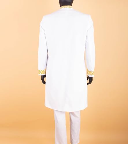 African Suit for Men 2 Pieces Embroidery Tuxedo Suit African Clothes Solid Standard Fit Party Blazer Jacket Pant Set3