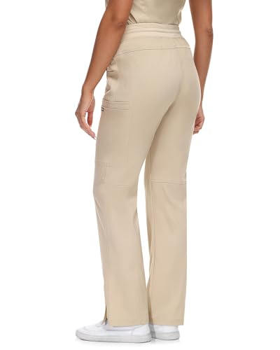 Image of COMENII Scrubs for Women, Mid Rise Straight Leg Cargo Pants with Knit Yoga Waistband, Easy Care Womens Scrubs Pants
