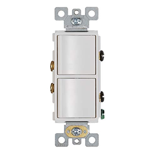 Image of Broan-NuTone P2RW Two-Rocker Wall Control Switch for Bathroom Exhaust Fan, White
