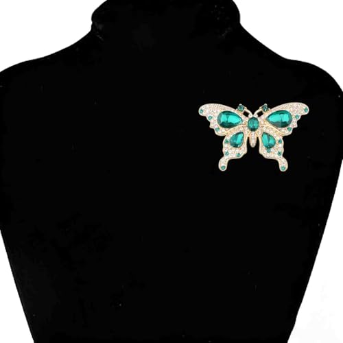 Image of FEELMEM Crystal Rhinestone Butterfly Brooch Pin Blue Color Butterfly Brooches for For Women Wedding /Banquet /Birthday Party