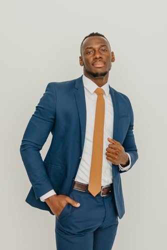 Image of DAZI Men's Skinny Tie, Cotton Wool Linen Necktie, Great for Weddings, Groom, Groomsmen, Missions, Dances, Gifts.