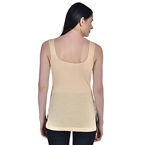 Image of Women's Regular Fit Sleeveless Cotton Long Camisole Slip Spaghetti Combo Pack of 3
