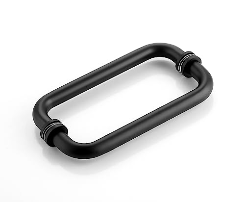 FEKEWIO 6 inch Glass Shower Door Handle Back to Back Frameless Shower Doors Round Pull Handle Stainless Steel for 1/4" to 1/2" Thickness Glass - Matte Black
