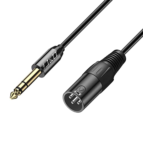 J&D Câble 1/4 vers XLR, Câble d’Interconnexion Équilibré Signal TRS 6,35 mm vers XLR Mâle, Cordon Microphone Compatible avec Micros, Amplificateurs, Mixeurs, 4,5 Mètre