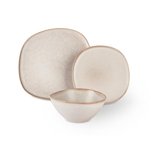 Excelsa Stone Service de vaisselle 12 pièces, céramique Stoneware, crème