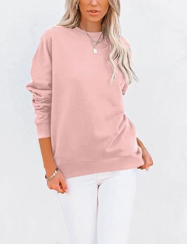 TICTICMIMI Women's Casual Long Sleeve Color Block/Solid Tops Crewneck Sweatshirts Cute Loose Fit Pullover with Pockets - Image 3