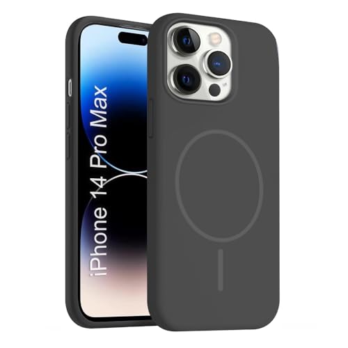Image of iPhone 14 pro max Silicone Magsafe Case | Shock Proof Design & Camera Protection | Premium Rubberised Apple iPhone 14 pro max Cover (Microfiber Lining) | Magnetic Liquid Silicone - Black