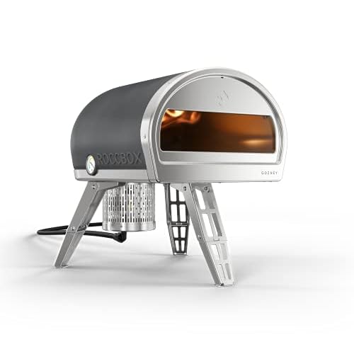 ROCCBOX Gozney Portable Outdoor Pizza Oven - Includes Professional Grade Pizza Peel, Built-In Thermometer and Safe Touch Silicone Jacket - Propane Gas Fired, With Rolling Wood Flame - Grey