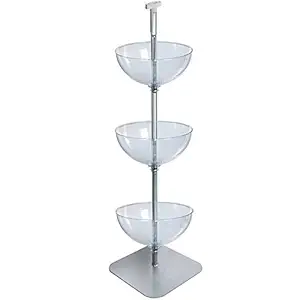 Azar Displays 751603 Product Display Bowls for Retail Stores | Stacked Bowls with Rack & Flat Base - Floor Standing Tiered Bowls | Mobile Product Display Stand-3 Tier Bowl Organizer