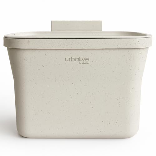 Plastia Urbalive Design Biomülleimer Küche zum Aufhängen 4L - Komposteimer Küche mit Deckel - Kleiner Mülleimer für alltäglichen Biomüll - Spülmaschinenfest, Mit Kaffeesatz-Beimischung hergestellt