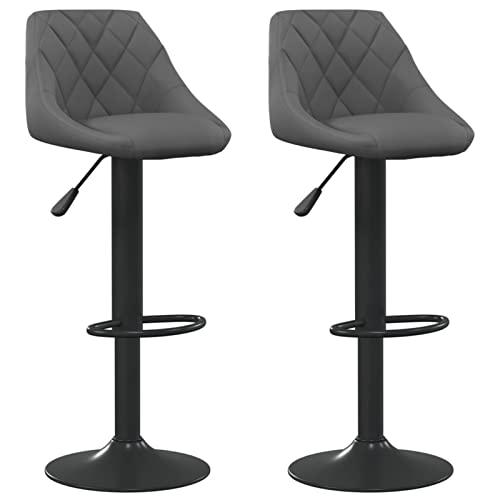 Xichuzi Taburetes de Cocina 2 Unidades, Taburetes Altos De Cocina, Sillas Altas De Cocina, Banquetas Cocina, Bar Stool, Mueble Bar Taburete, Terciopelo Gris Oscuro