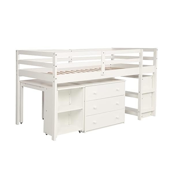   Merax-Solid-Wood-Twin-Size-Low-Loft-Bed-Frame-with-Ladder-for-Kids-Bunk-Cabinet-Desk-Pure-White