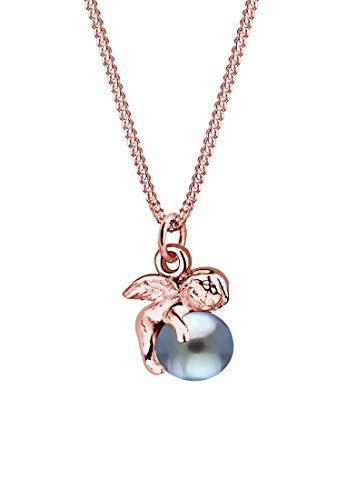 Preisvergleich Produktbild Elli Halskette Damen Engel Süßwasserzuchtperle in 925 Sterling Silber rosé vergoldet