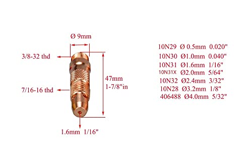 Image of RIVERWELD TIG Torch Ceramic Cup Outside & Inside 90º 10N50 1 /4 inch 6.5mm 10pcs