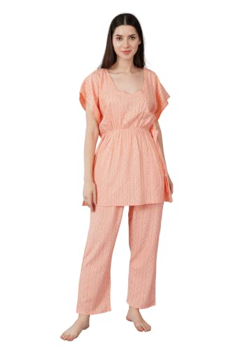 Image of Noty Girl's /Women's- Night Suit Set | Kaftan With Payjama | Rayon Fabric - Printed | Nightdress
